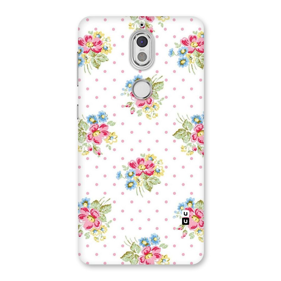 Painted Polka Floral Back Case for Nokia 7