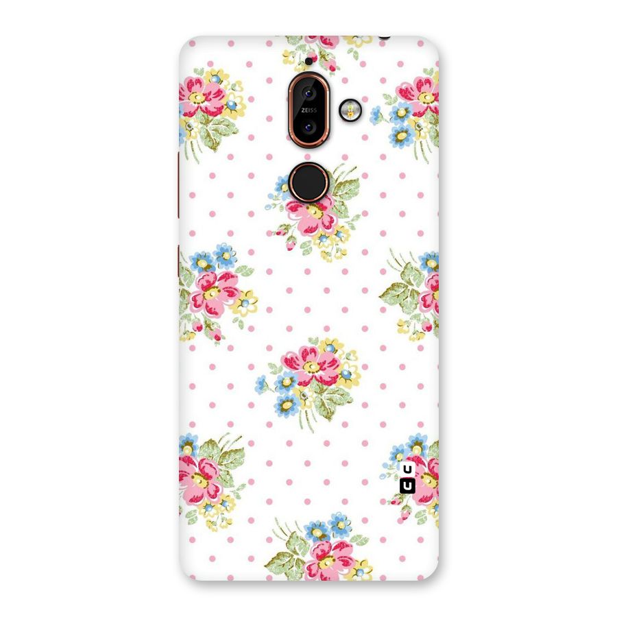 Painted Polka Floral Back Case for Nokia 7 Plus