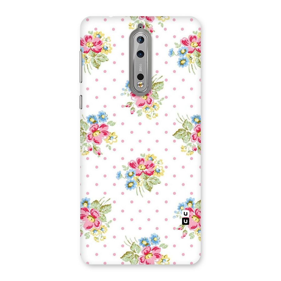 Painted Polka Floral Back Case for Nokia 8
