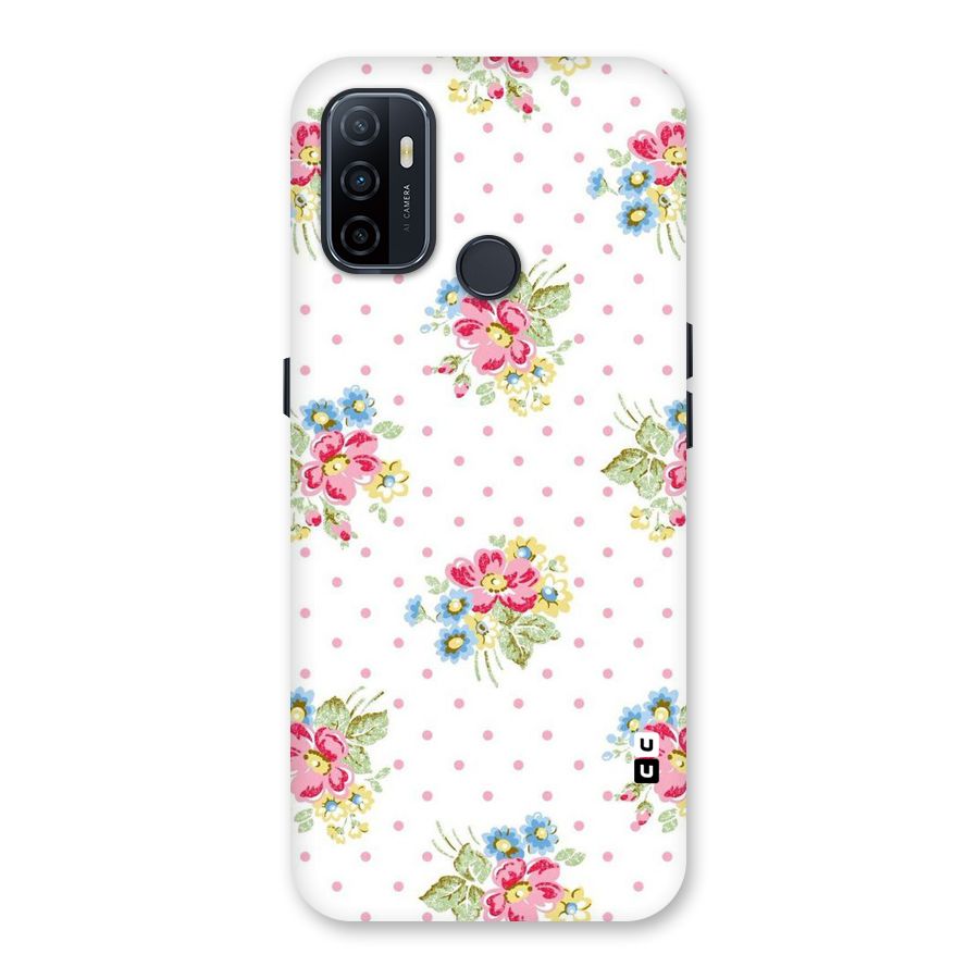 Painted Polka Floral Back Case for Oppo A32