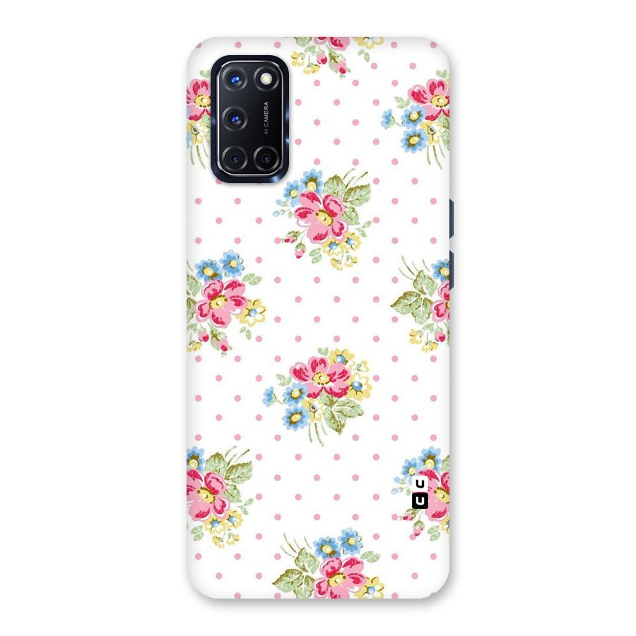 Painted Polka Floral Back Case for Oppo A52