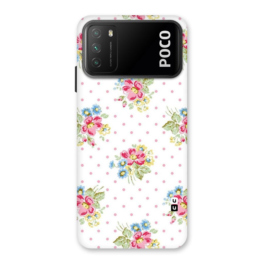 Painted Polka Floral Back Case for Poco M3