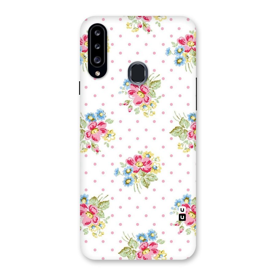 Painted Polka Floral Back Case for Samsung Galaxy A20s