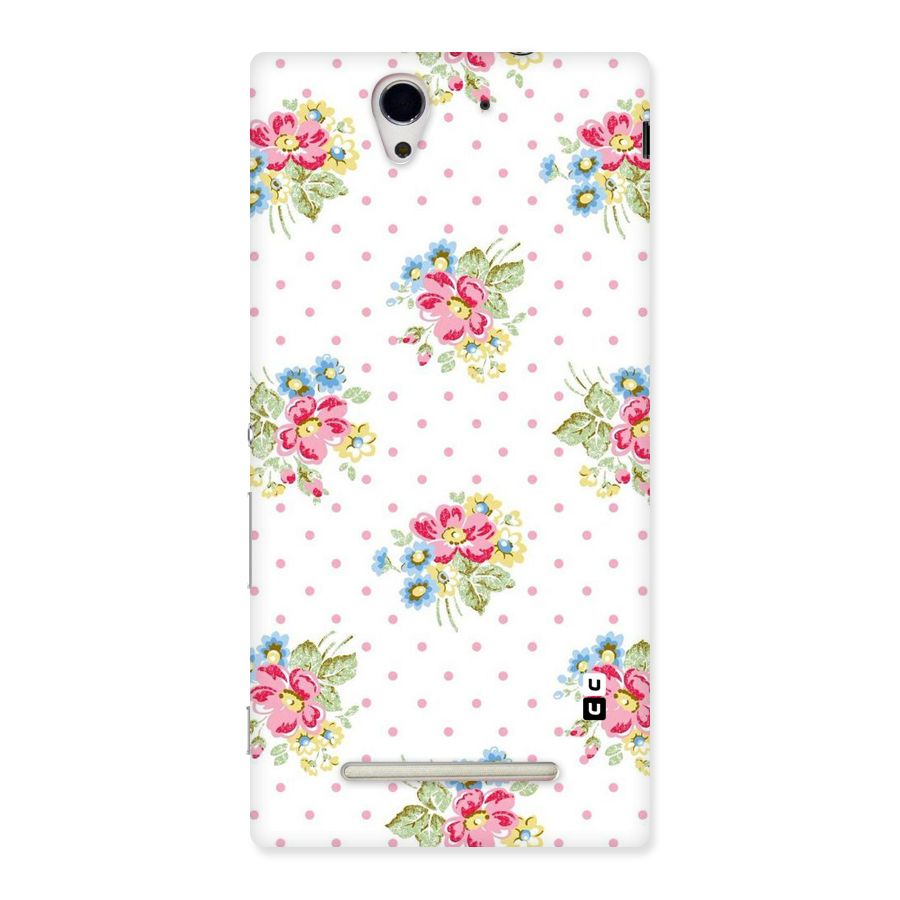Painted Polka Floral Back Case for Sony Xperia C3