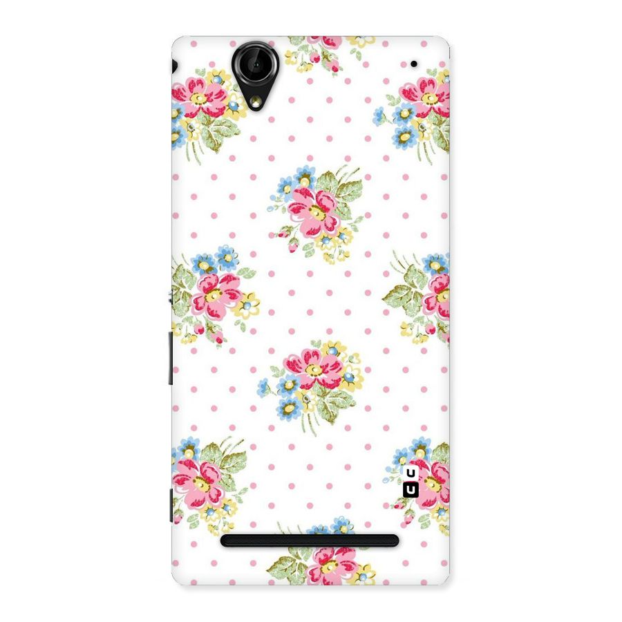 Painted Polka Floral Back Case for Sony Xperia T2