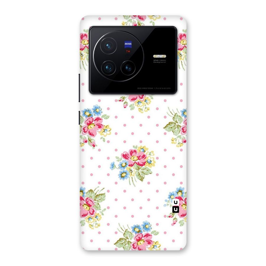 Painted Polka Floral Back Case for Vivo X80