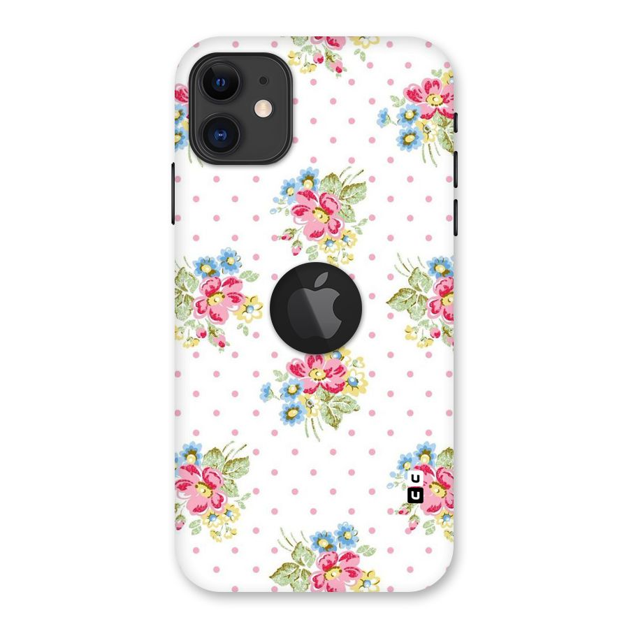 Painted Polka Floral Back Case for iPhone 11 Logo Cut