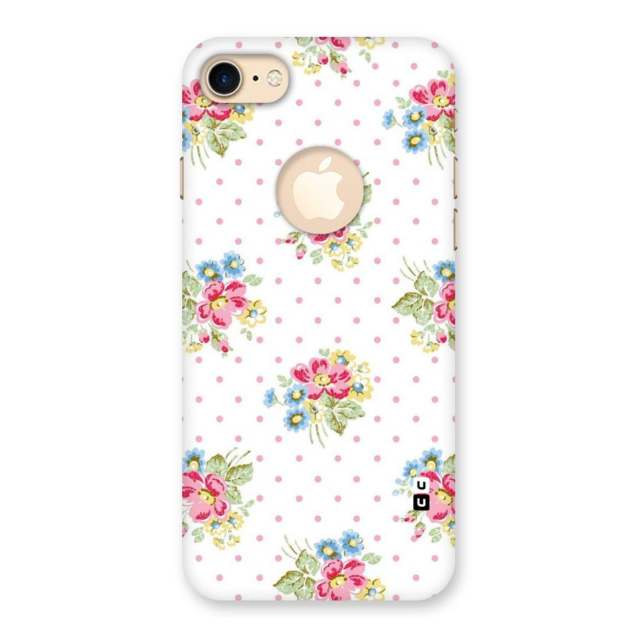 Painted Polka Floral Back Case for iPhone 7 Logo Cut