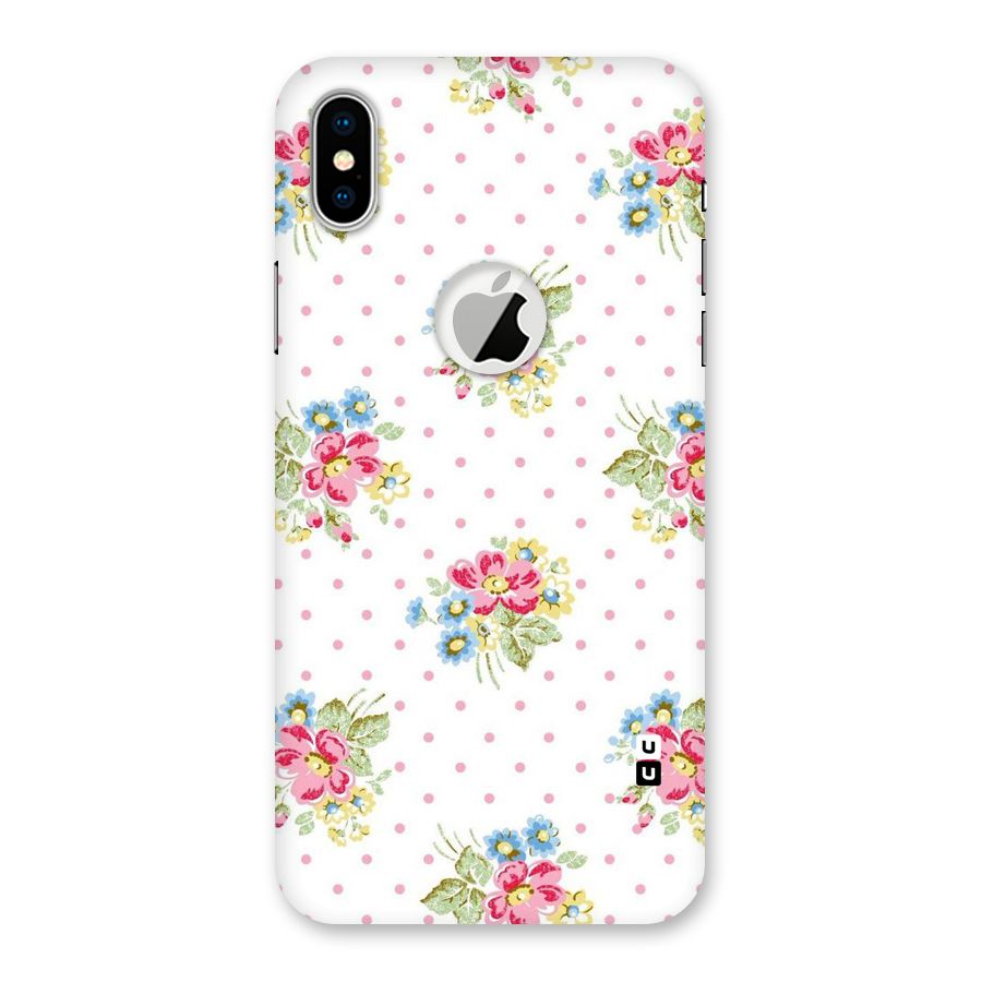 Painted Polka Floral Back Case for iPhone X Logo Cut