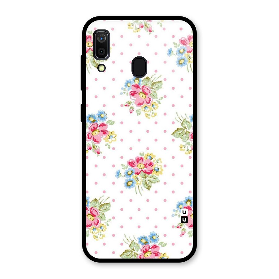 Painted Polka Floral Glass Back Case for Galaxy A30
