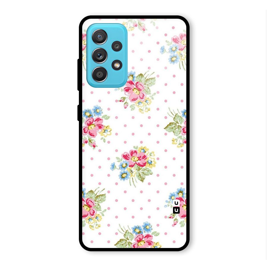 Painted Polka Floral Glass Back Case for Galaxy A52s 5G