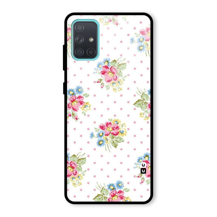 Painted Polka Floral Glass Back Case for Galaxy A71
