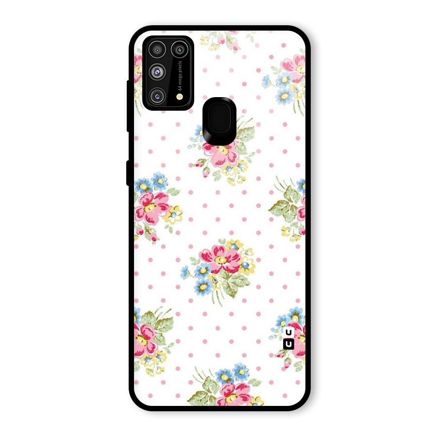 Painted Polka Floral Glass Back Case for Galaxy F41