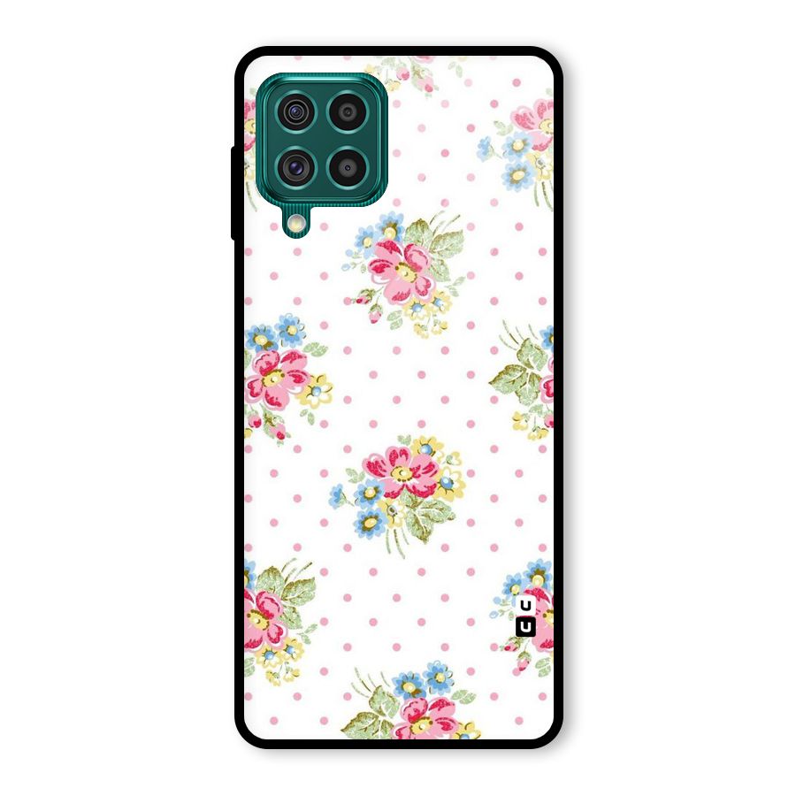 Painted Polka Floral Glass Back Case for Galaxy F62