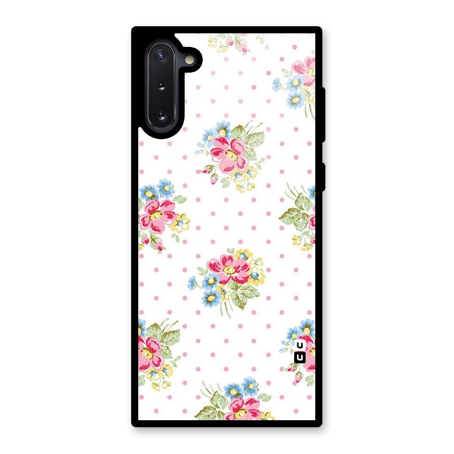 Painted Polka Floral Glass Back Case for Galaxy Note 10