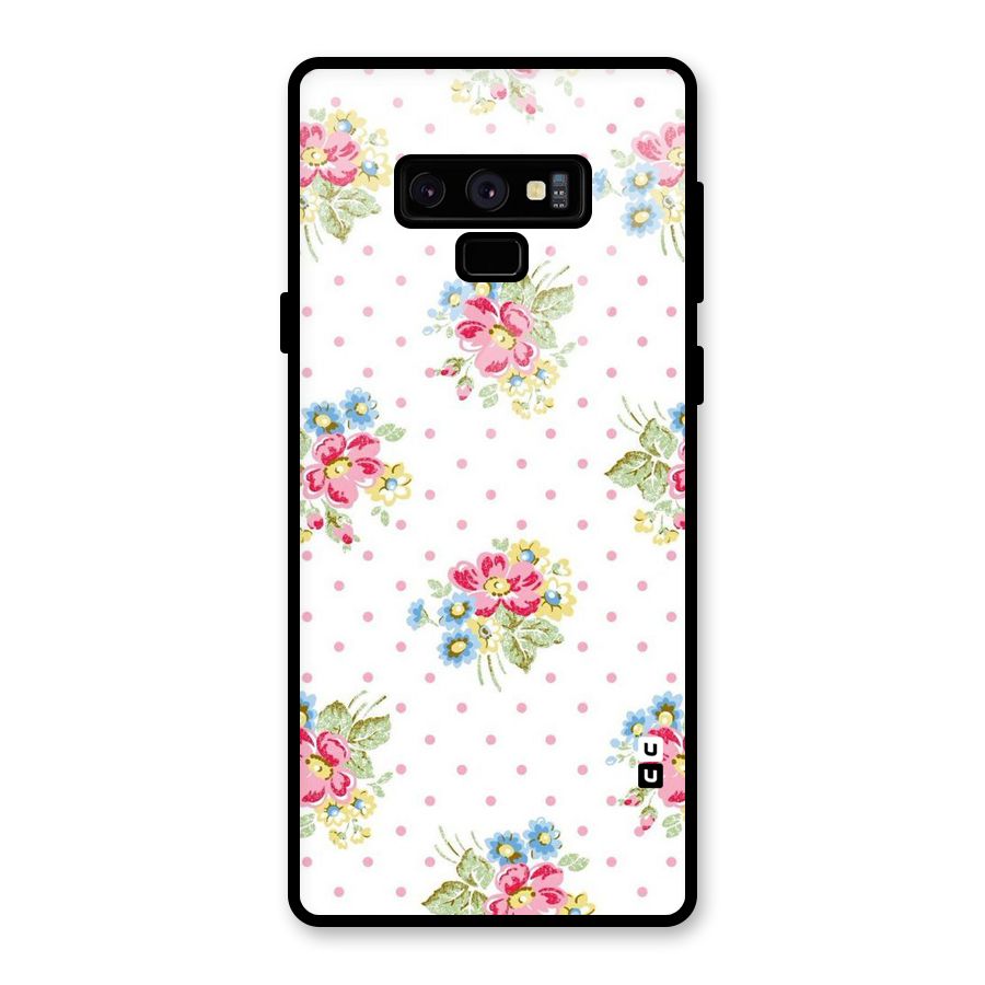Painted Polka Floral Glass Back Case for Galaxy Note 9