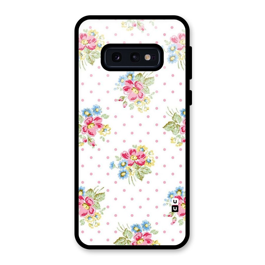 Painted Polka Floral Glass Back Case for Galaxy S10e