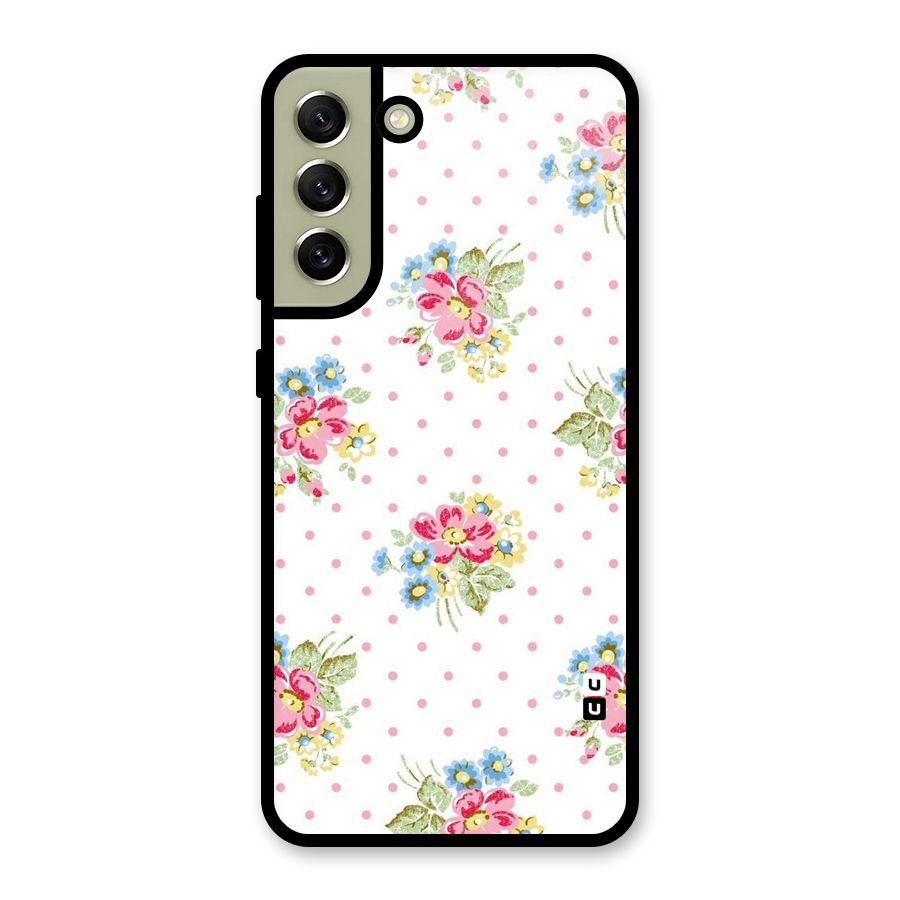 Painted Polka Floral Glass Back Case for Galaxy S21 FE 5G
