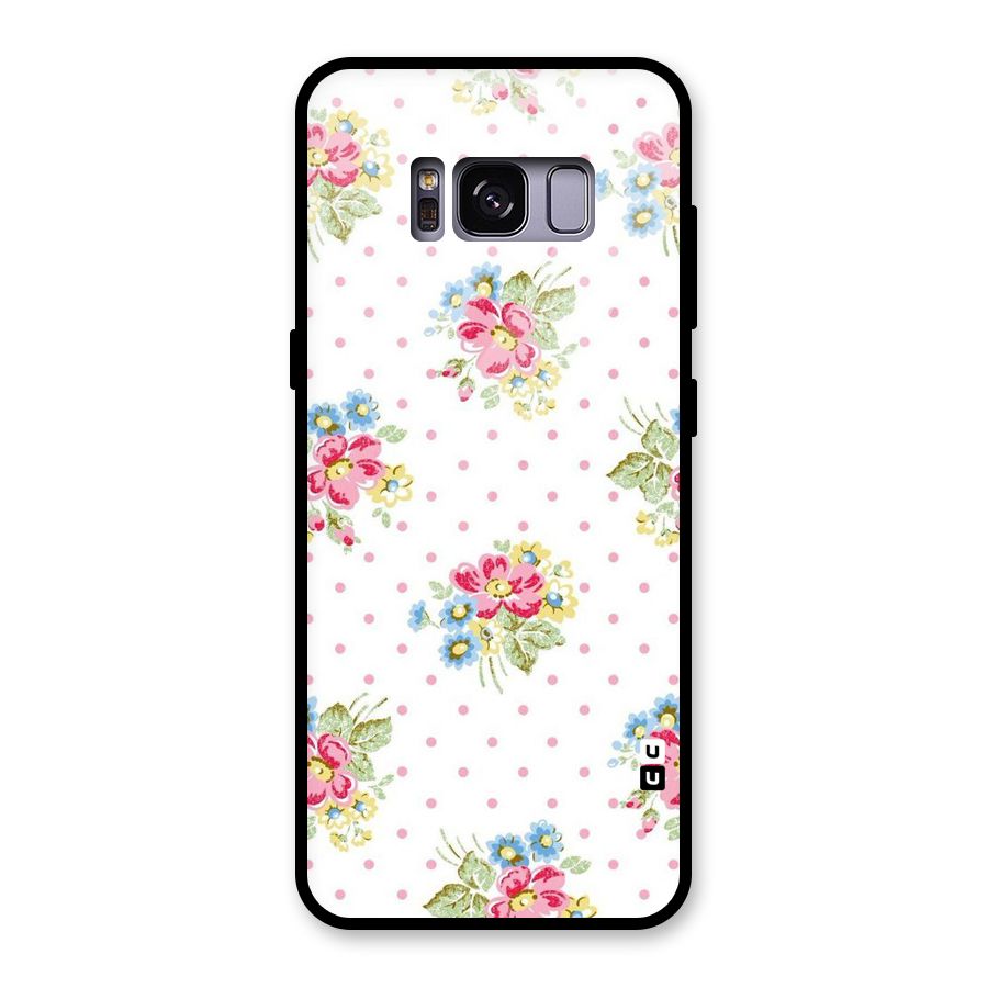 Painted Polka Floral Glass Back Case for Galaxy S8