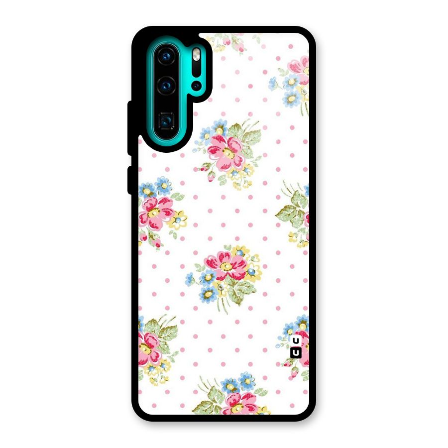 Painted Polka Floral Glass Back Case for Huawei P30 Pro