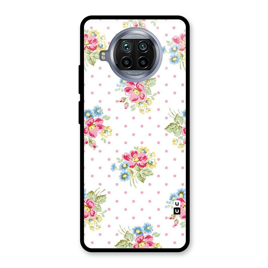 Painted Polka Floral Glass Back Case for Mi 10i