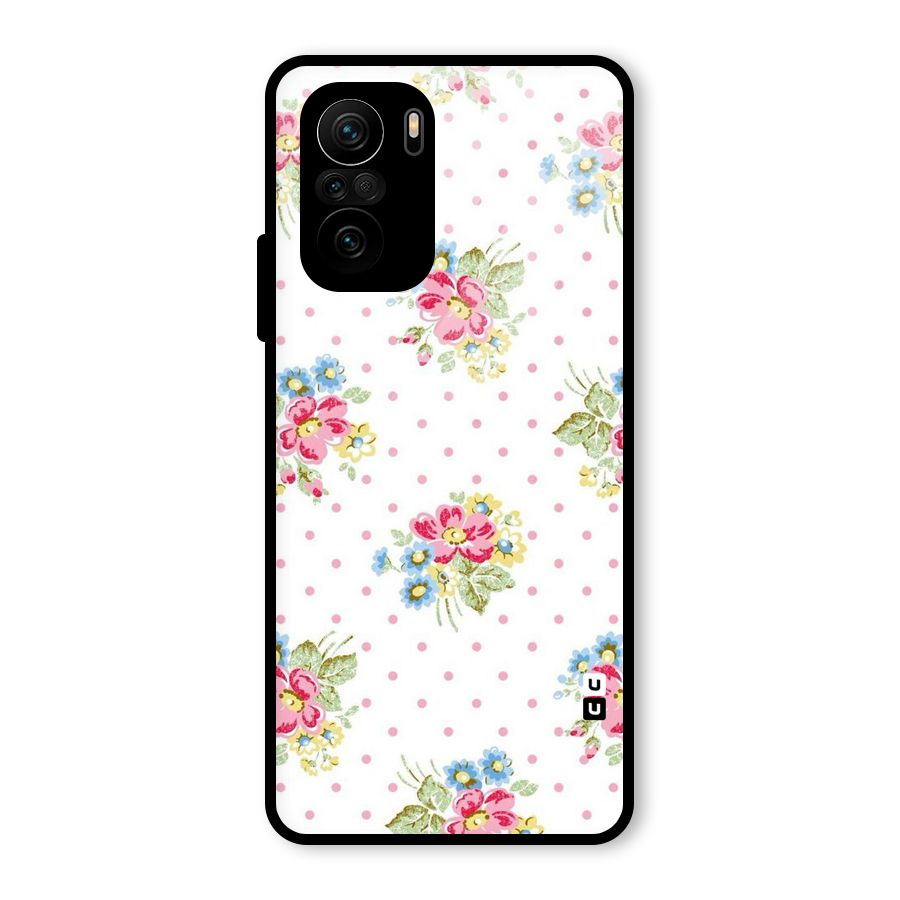 Painted Polka Floral Glass Back Case for Mi 11x