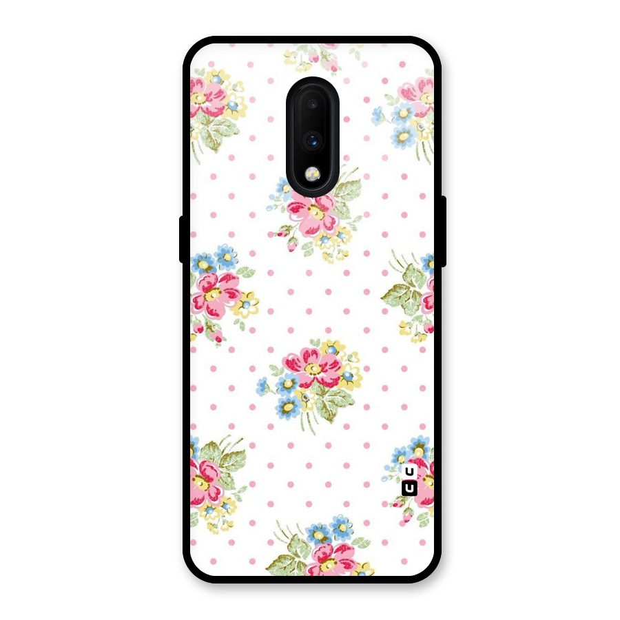 Painted Polka Floral Glass Back Case for OnePlus 7