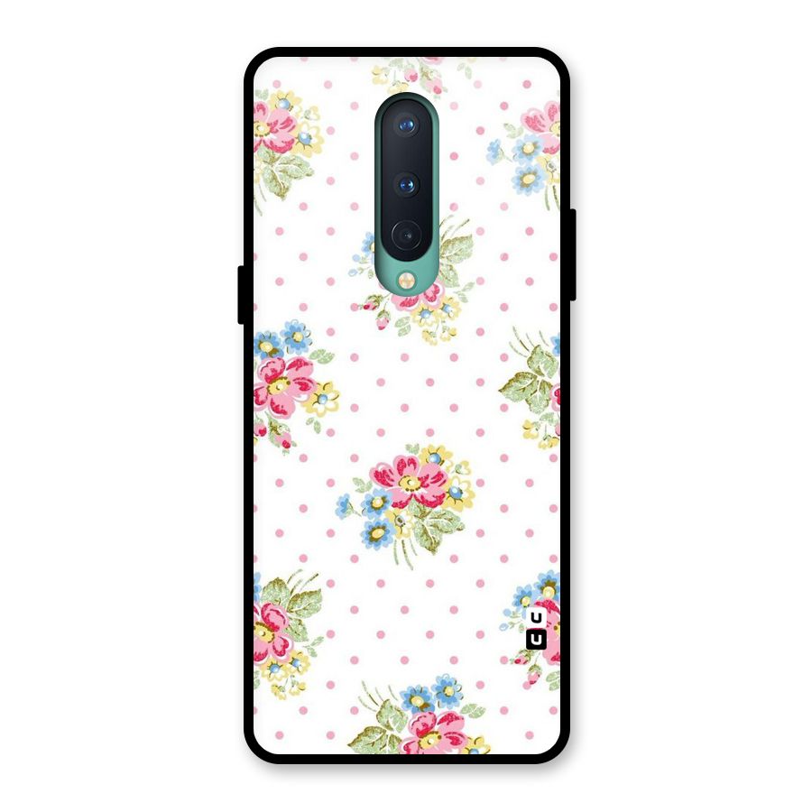 Painted Polka Floral Glass Back Case for OnePlus 8