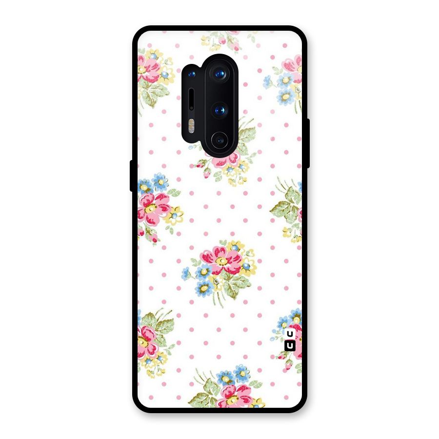 Painted Polka Floral Glass Back Case for OnePlus 8 Pro