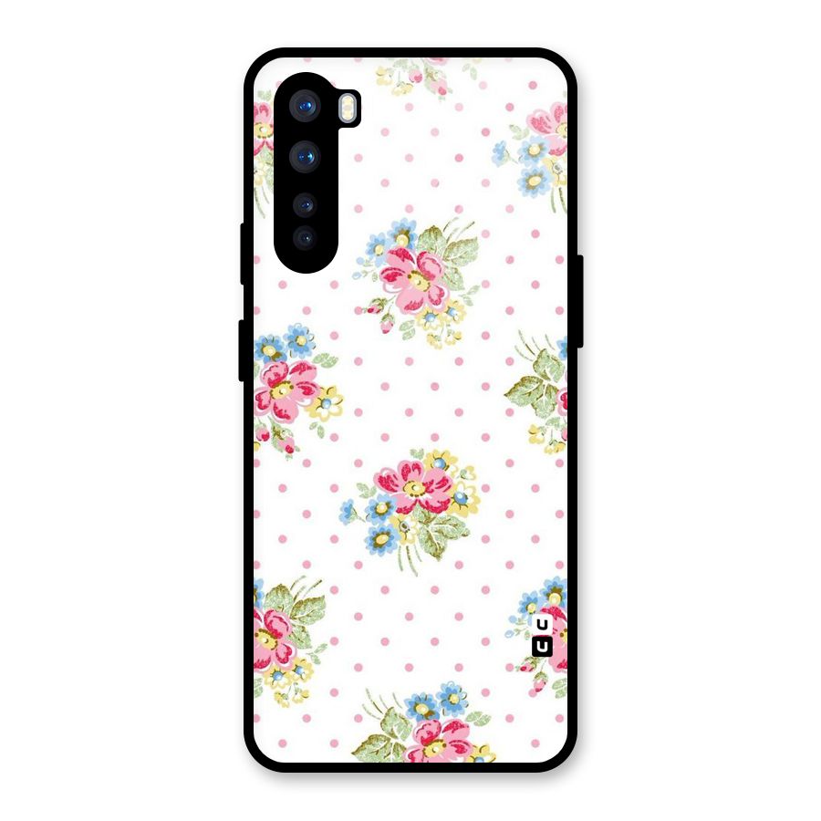 Painted Polka Floral Glass Back Case for OnePlus Nord