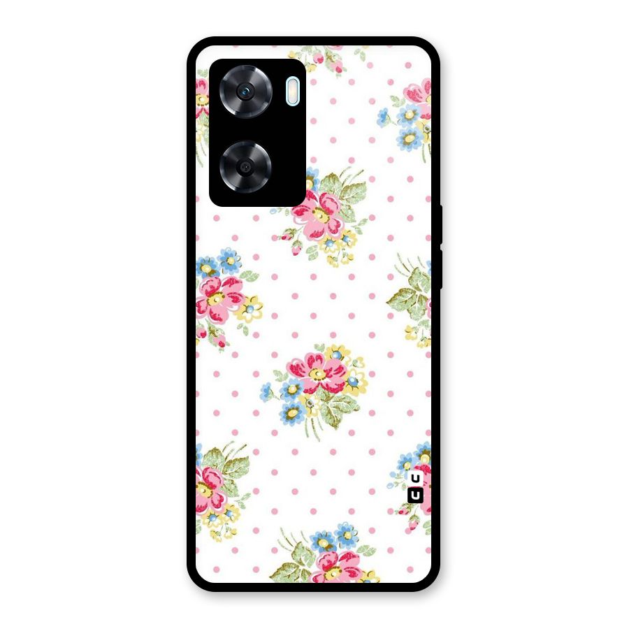 Painted Polka Floral Glass Back Case for Oppo A77