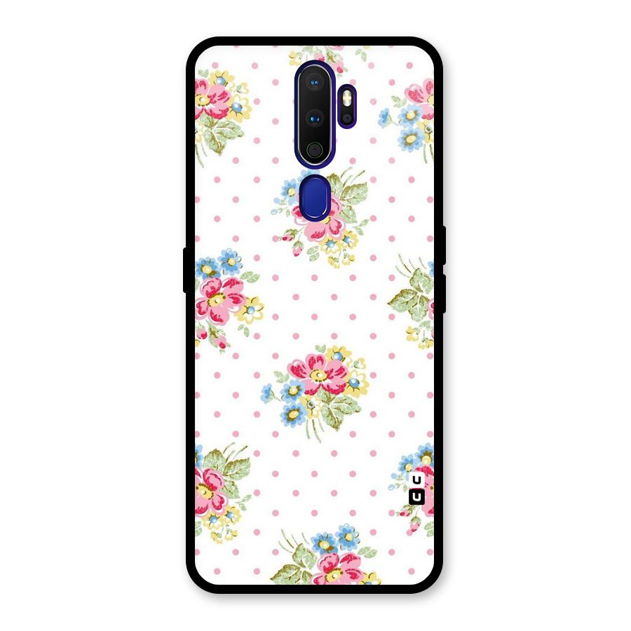 Painted Polka Floral Glass Back Case for Oppo A9 (2020)