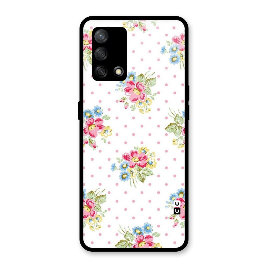 Painted Polka Floral Glass Back Case for Oppo F19
