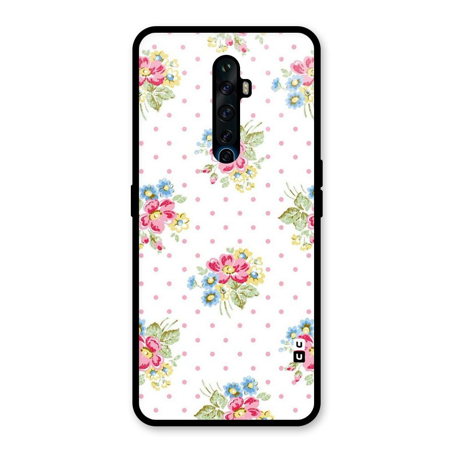 Painted Polka Floral Glass Back Case for Oppo Reno2 F