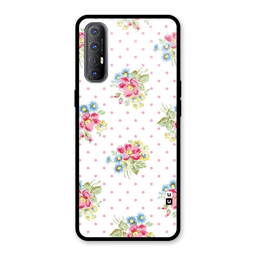 Painted Polka Floral Glass Back Case for Oppo Reno3 Pro