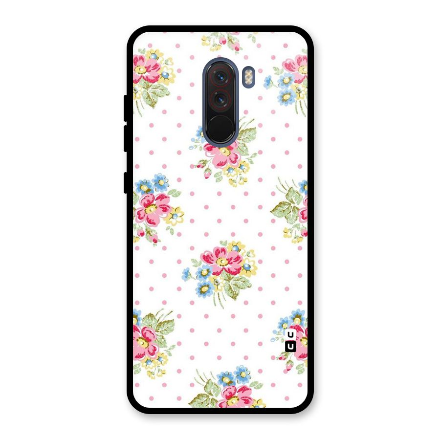 Painted Polka Floral Glass Back Case for Poco F1