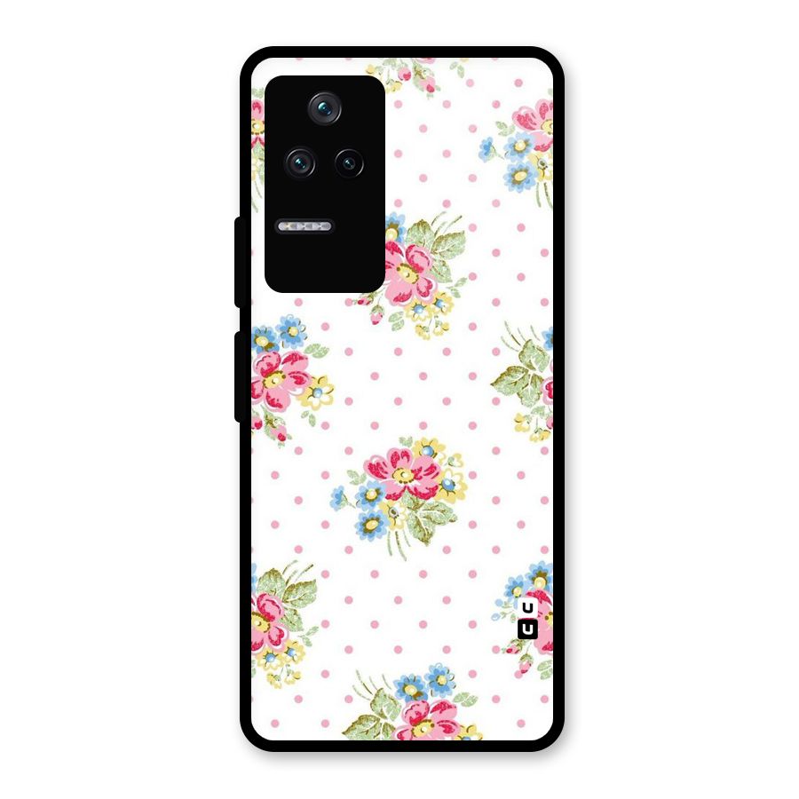 Painted Polka Floral Glass Back Case for Poco F4 5G