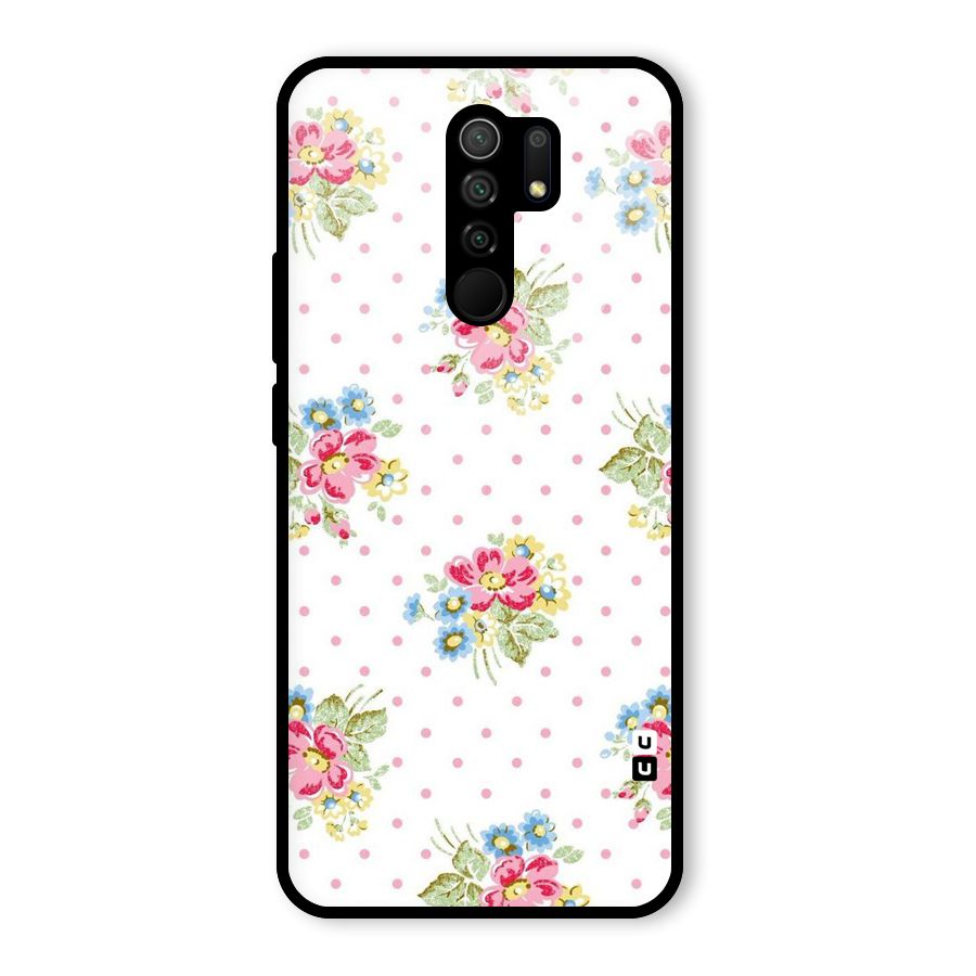 Painted Polka Floral Glass Back Case for Poco M2