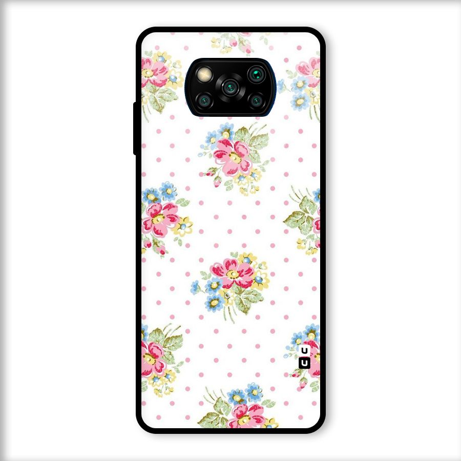 Painted Polka Floral Glass Back Case for Poco X3