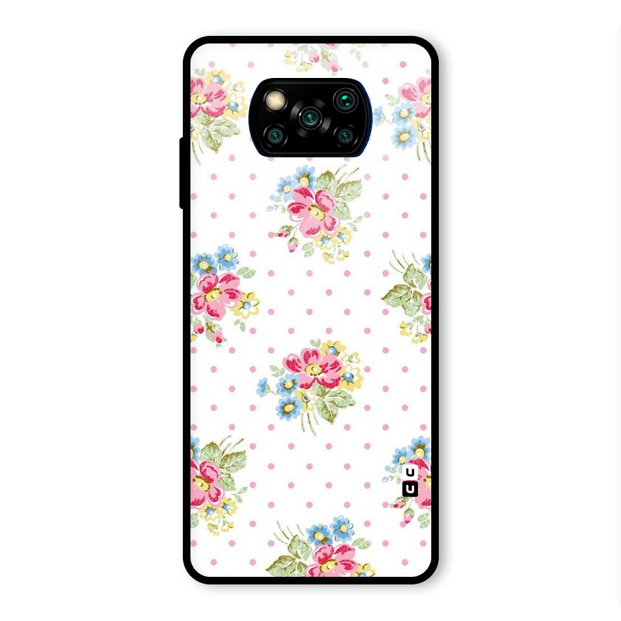 Painted Polka Floral Glass Back Case for Poco X3 Pro