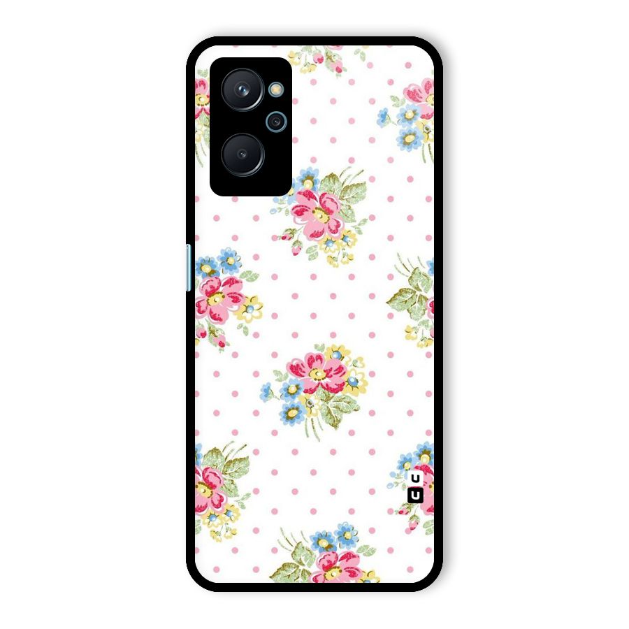 Painted Polka Floral Glass Back Case for Realme 9i