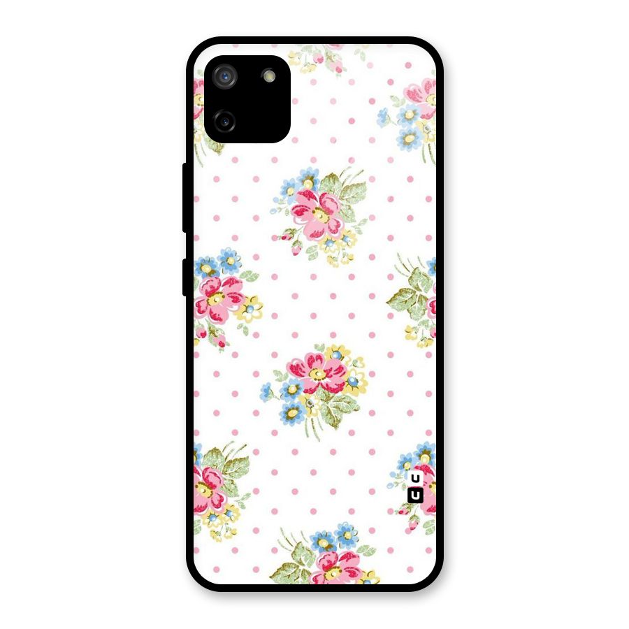 Painted Polka Floral Glass Back Case for Realme C11