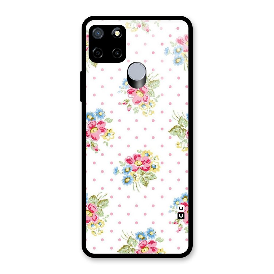 Painted Polka Floral Glass Back Case for Realme C12