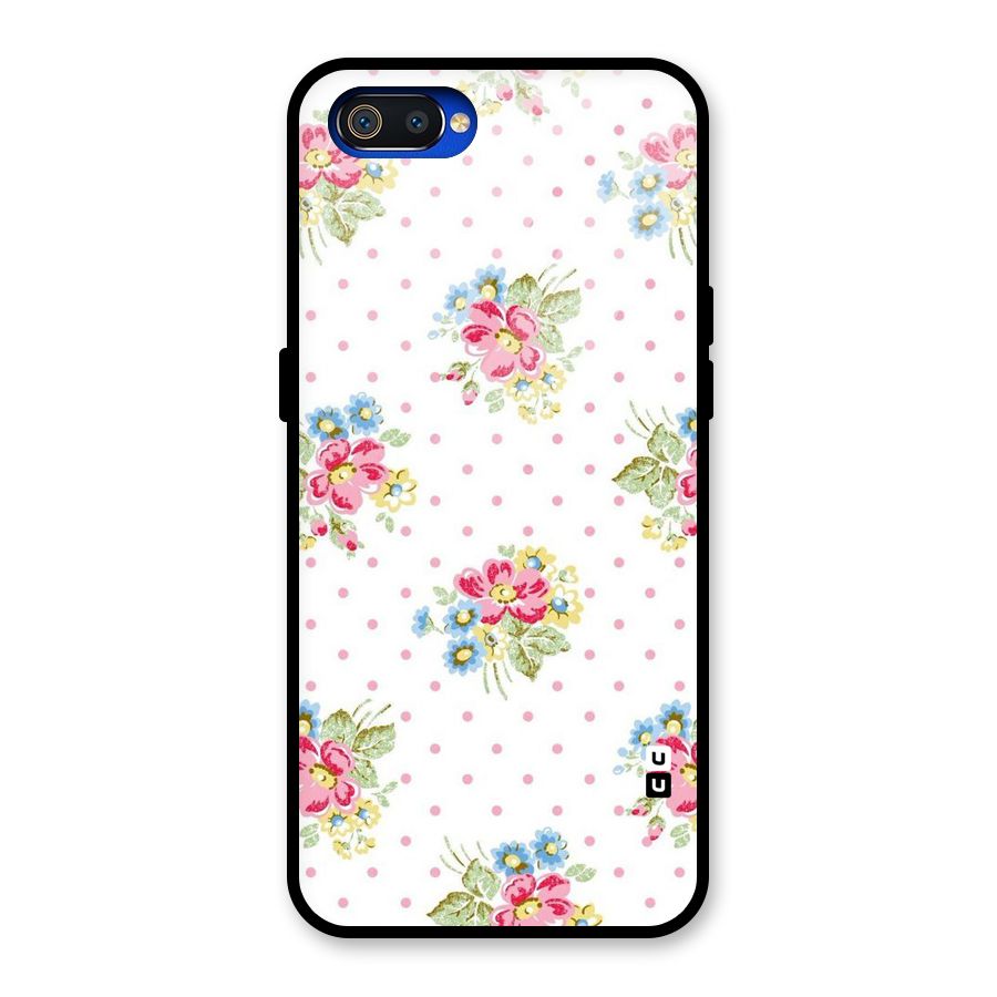 Painted Polka Floral Glass Back Case for Realme C2