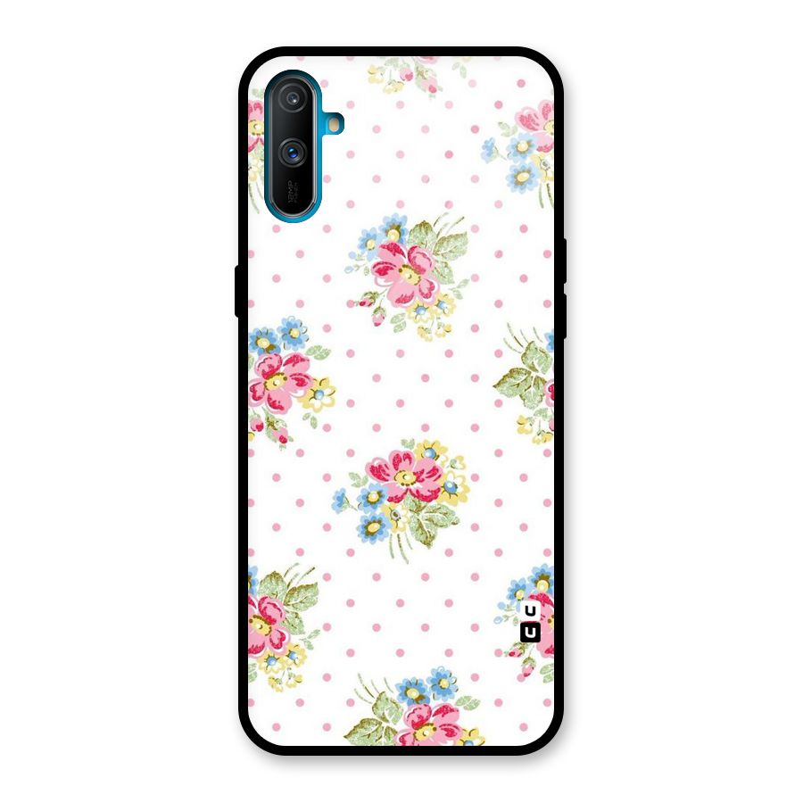 Painted Polka Floral Glass Back Case for Realme C3