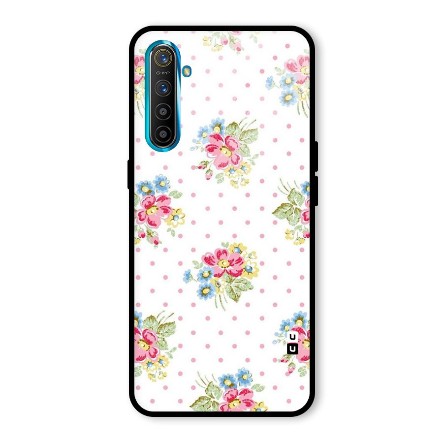Painted Polka Floral Glass Back Case for Realme X2