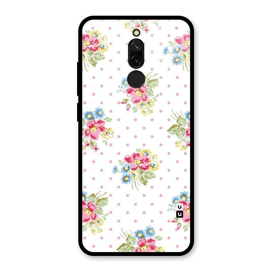 Painted Polka Floral Glass Back Case for Redmi 8