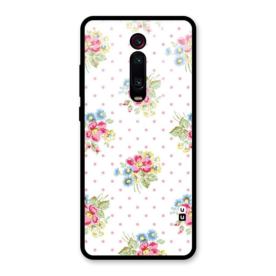 Painted Polka Floral Glass Back Case for Redmi K20