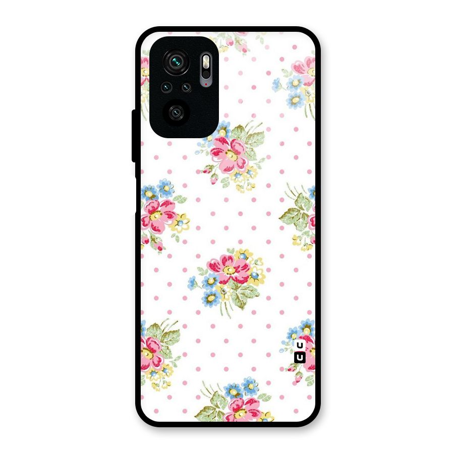 Painted Polka Floral Glass Back Case for Redmi Note 10