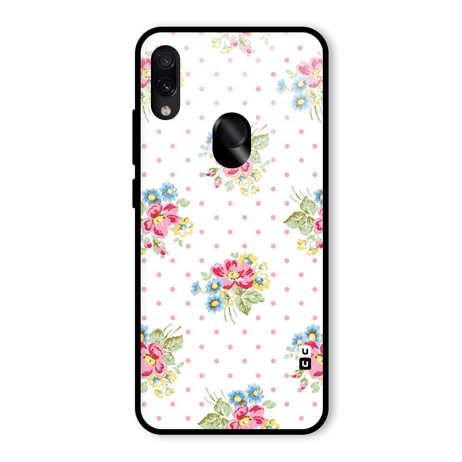 Painted Polka Floral Glass Back Case for Redmi Note 7S